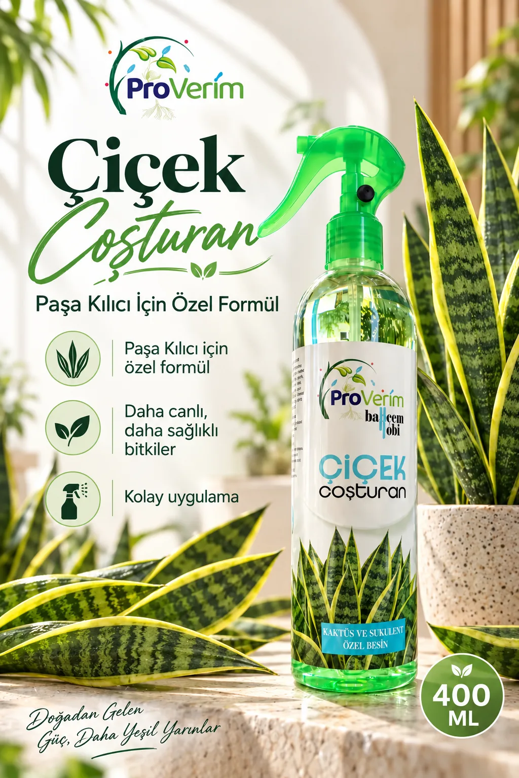 Paşa Kılıcı için Bitki Besini Sprey 400 ml – Proverim Çiçek Coşturan
